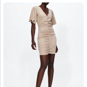 Zara FAUX SUEDE DRAPED DRESS Mini sizeS